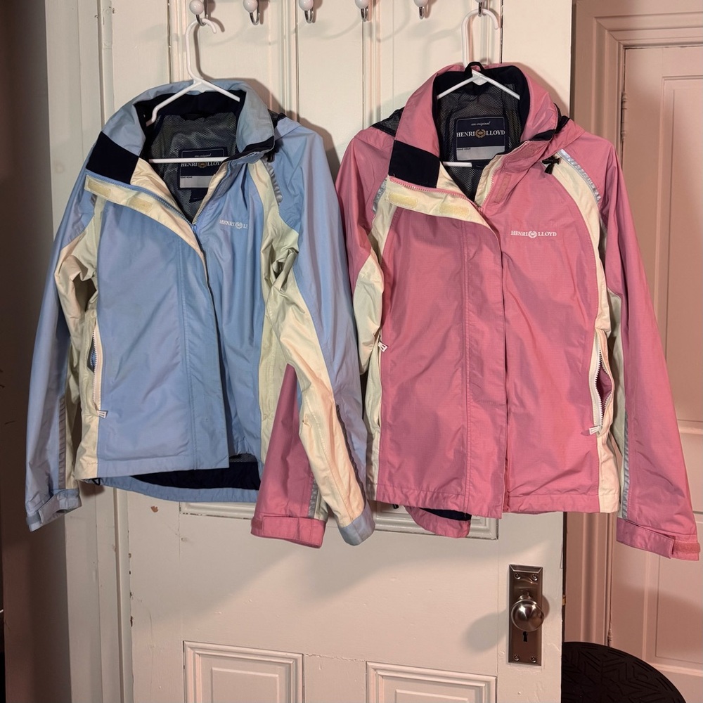 Henri Lloyd Blue and Pink Raincoats Lightweight Water-Resistant Unisex